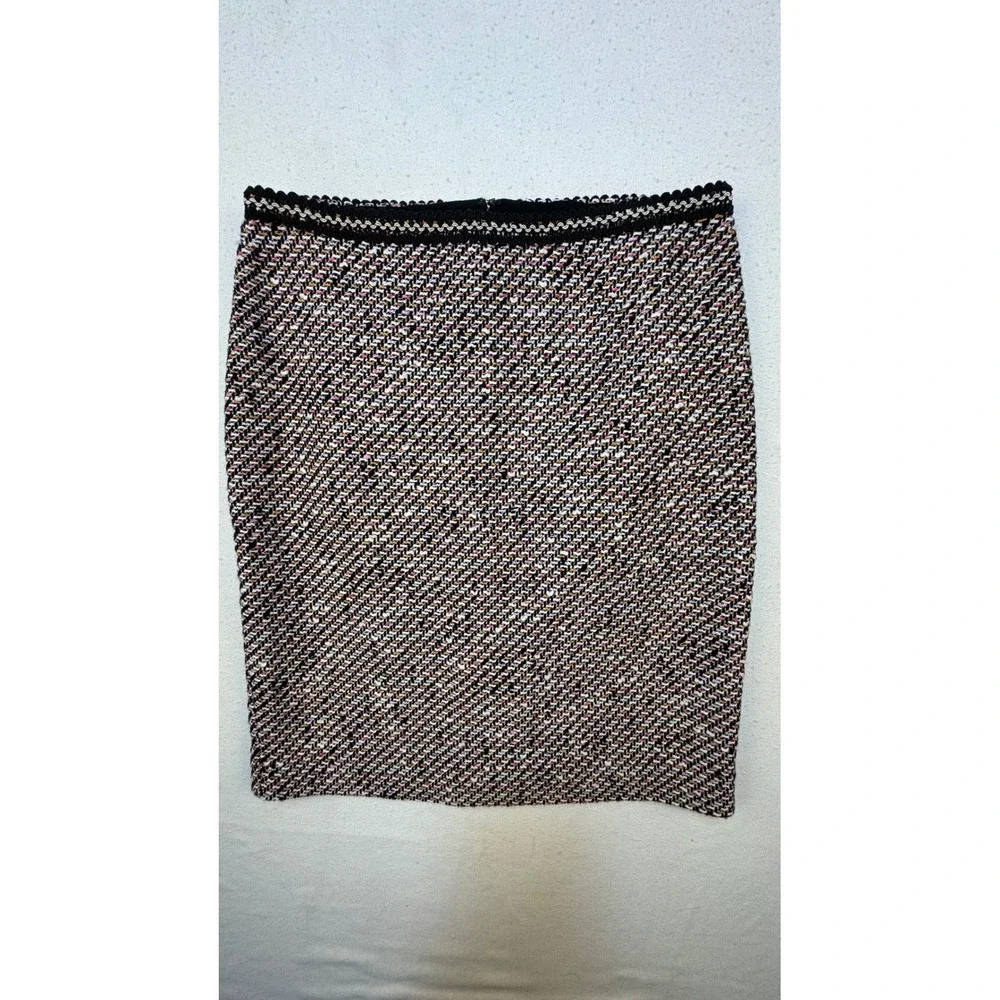 Talbots Skirt Womens 2P Black Multi Tweed Pencil Cotton Blend‎ Trim